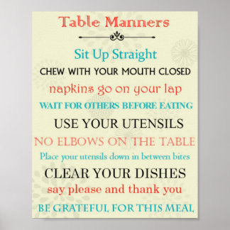 Poster de rappel des gestionnaires de table