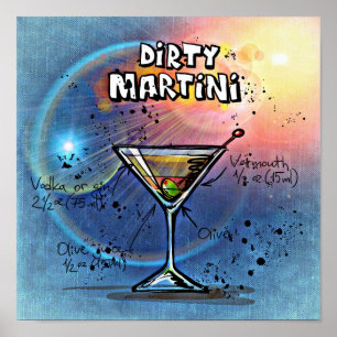 Poster de recette de cocktails Dirty Martini