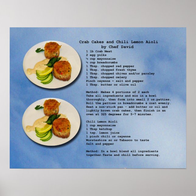 Poster de recettes de gâteaux de crabe (Devant)