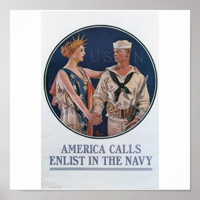 Poster de recrutement de l'ancienne marine vers 19 (Devant)