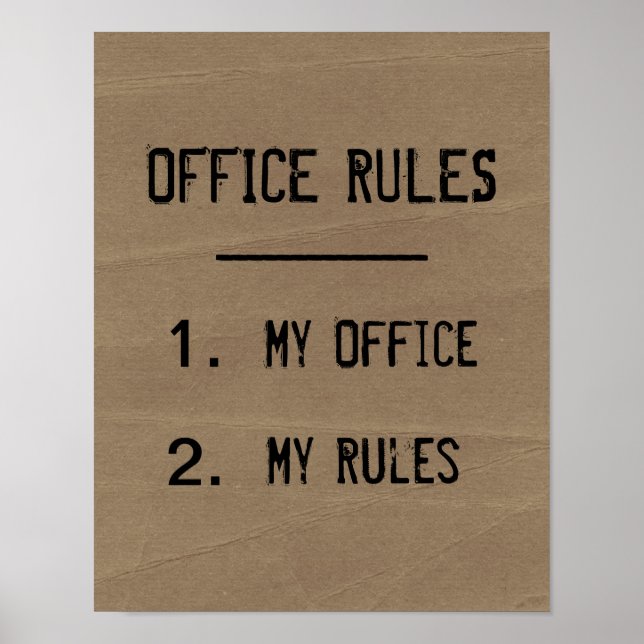 Poster de règles de bureau amusant (Devant)