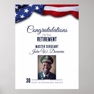 Poster de retraite militaire sur mesure patriotiqu