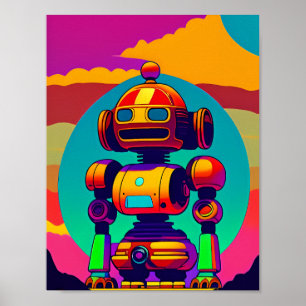 Poster de robot squelette inspiré des années 60