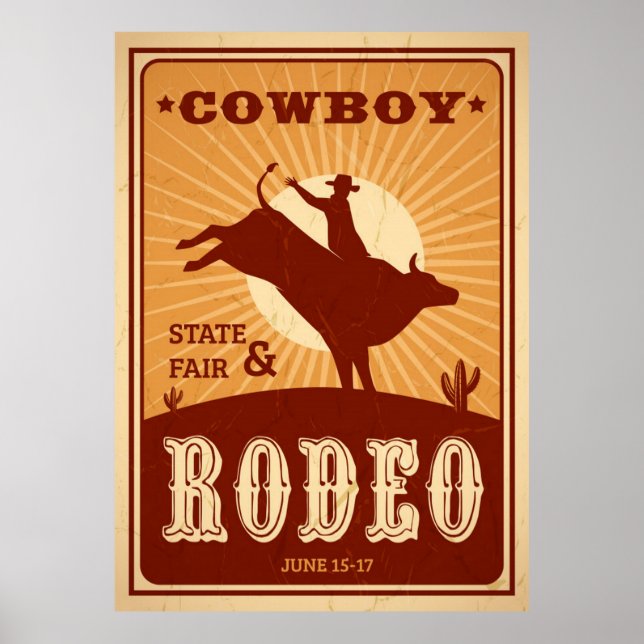 Poster de Rodéo de style vintage (Devant)