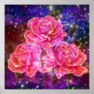 Poster de roses avec étincelles