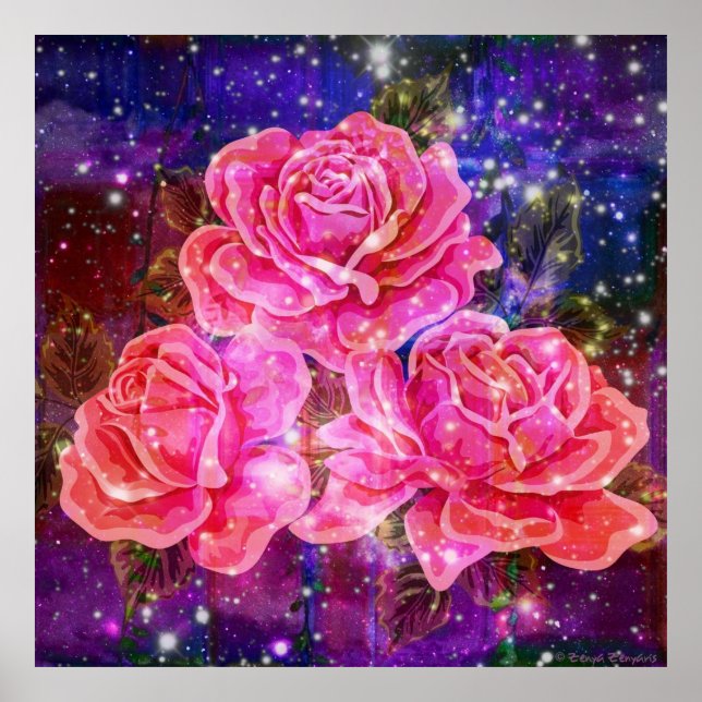 Poster de roses avec étincelles (Devant)