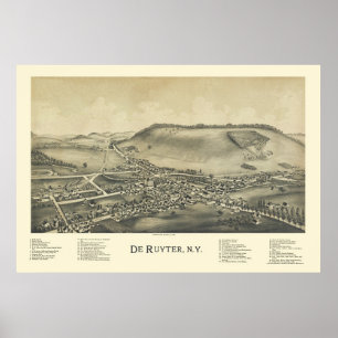 Poster De Ruyter, NY Carte panoramique - 1892