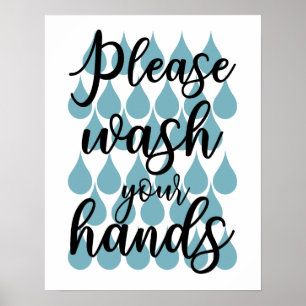 Poster de salle de bain, s'il vous plaît lavez vos