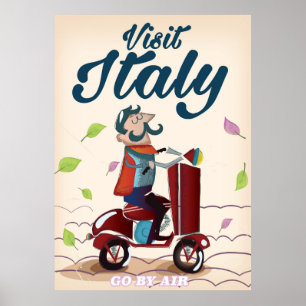 Poster de scooter de dessin animé italien rétro.
