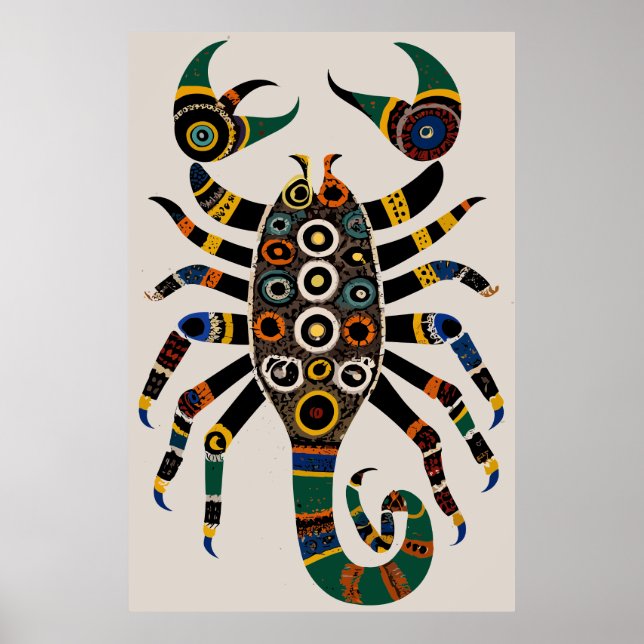 Poster de scorpion d'art tribal autochtone (Devant)