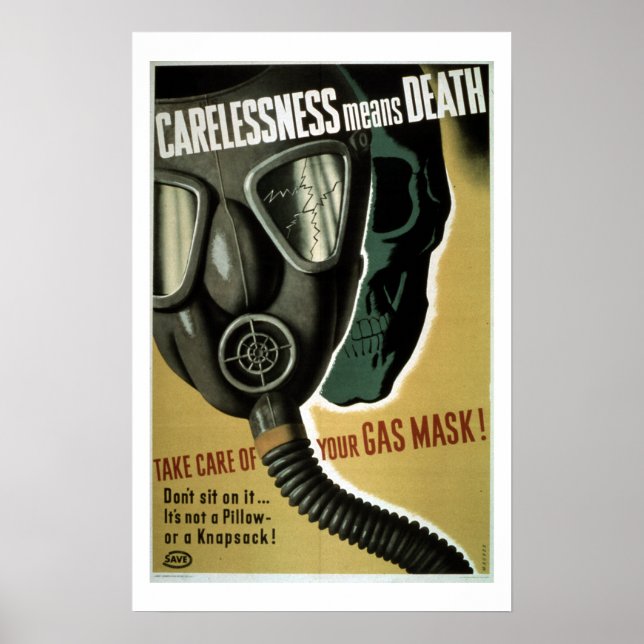 Poster de sécurité du masque à gaz de la Seconde G (Devant)