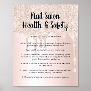 Poster de sécurité sanitaire Salon à ongles Partie