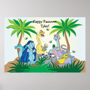 Poster de Seder Dinosaur Pâque 20 x 24 Matt Finish