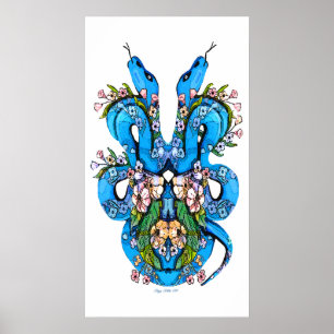 Poster de serpent bleu à deux têtes Imprimer