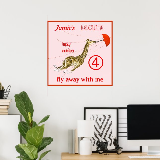 Poster de serrure de parapluies de Giraffe Whimsic (Bureau à domicile)