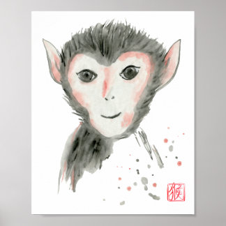 Poster de singe aquarelle