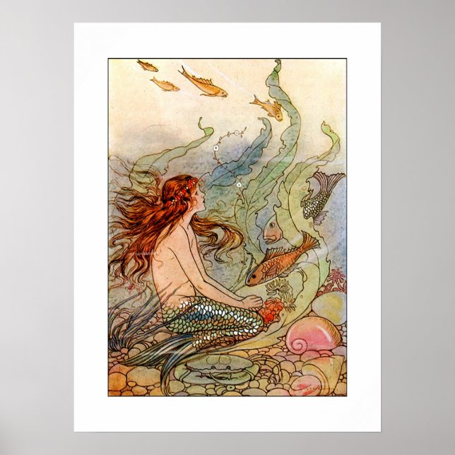 Poster de sirène Art nouveau/imprimer 18x24 (Devant)