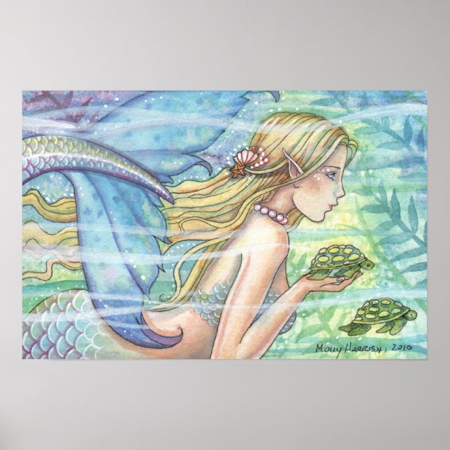 Poster de sirène des tortues de mer magiques (Devant)