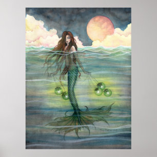 Poster de sirène "Mer illuminée" par Molly Harriso