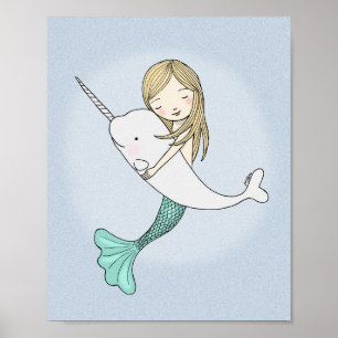 Poster de Sirène Narwhal Sweet Nautical Décor Mur