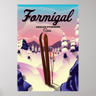 Poster de ski Formigal Aragon Espagne.