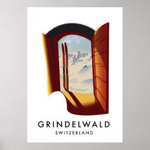 poster de ski Grindelwald Suisse