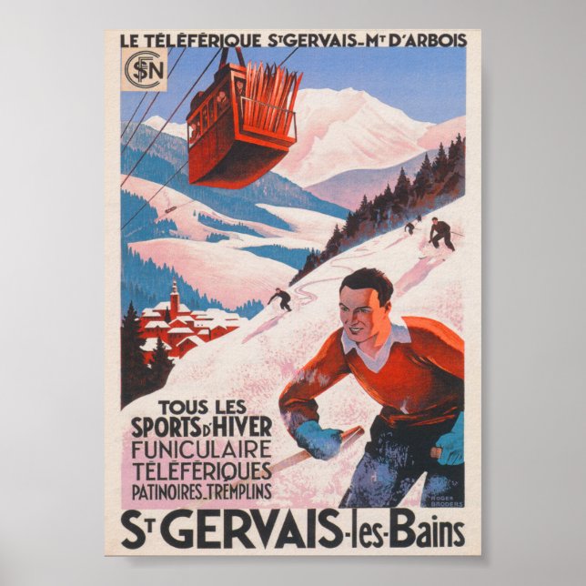 Poster de ski Vintage France (Devant)