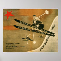 poster de ski vintage, sports d'hiver russes