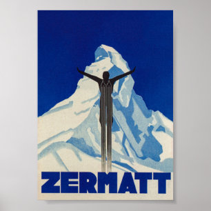 Poster de ski Vintage Zermatt Switzerland Matterho