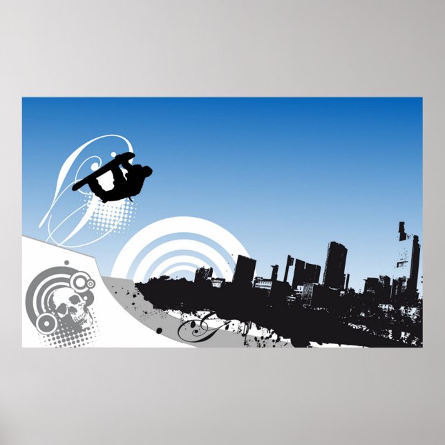 Poster de snowboard urbain Freestyle (Devant)