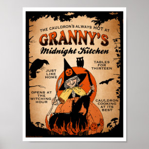 Poster de sorcière d'Halloween La cuisine de minu