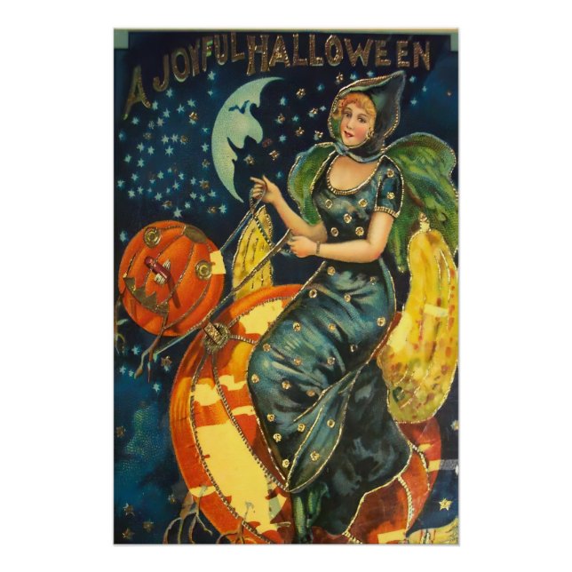 Poster de sorcière Halloween vintage (Devant)