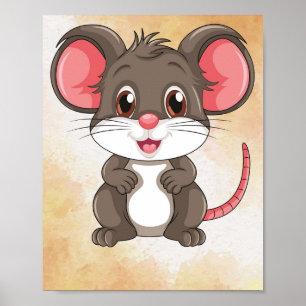 Poster de souris Cartoon ! Cute Nursery Wall Art