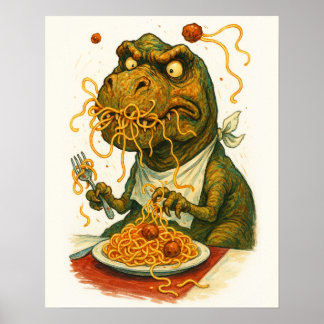 Poster de Spaghetti à manger à T-Rex