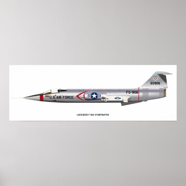 Poster de Starfighter F-104 Lockheed 12x36 (Devant)