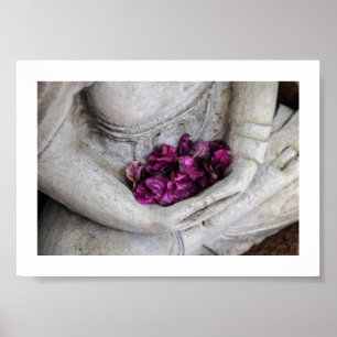 POSTER DE STATUE BUDDHA ET FLEURS