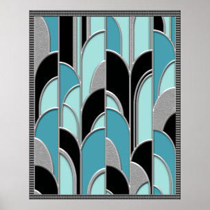 Poster de style Art déco bleu Abstrait