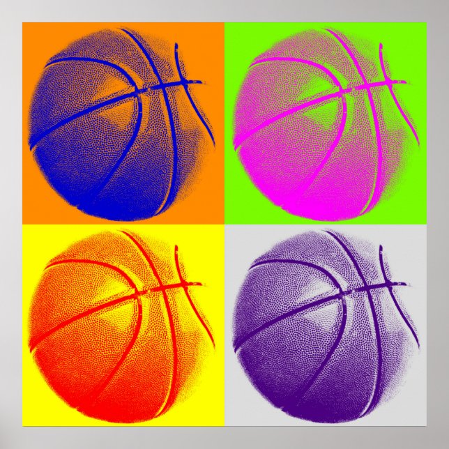 Poster de style rétro de Basketball Art Pop Quatre (Devant)