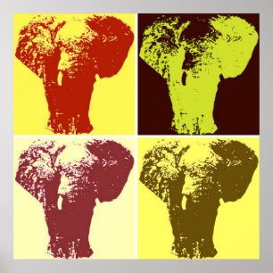 Poster de style rétro Quatre Eléphants de style po