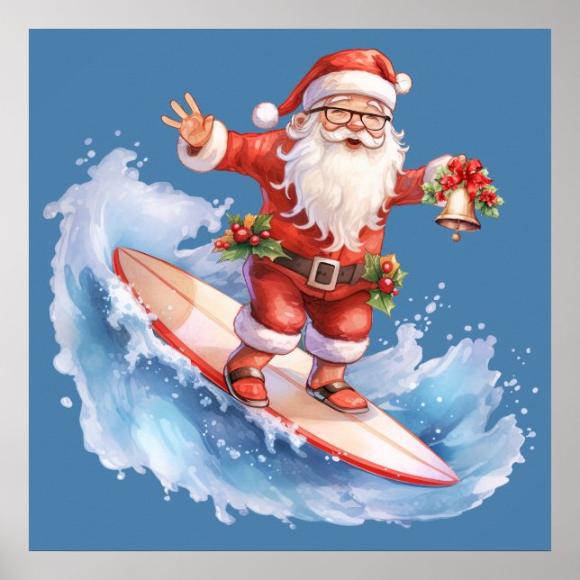 Poster de surf Père Noël (Devant)