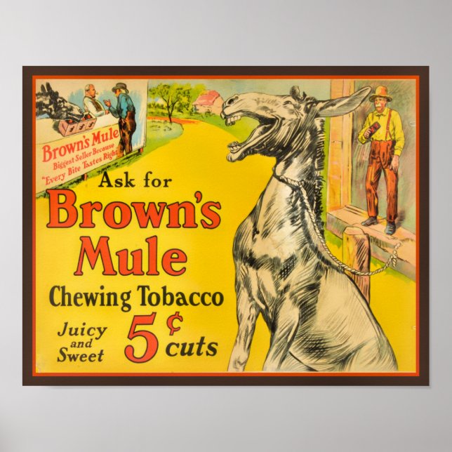 Poster de tabac à mâcher de la Mule Brown des anné (Devant)