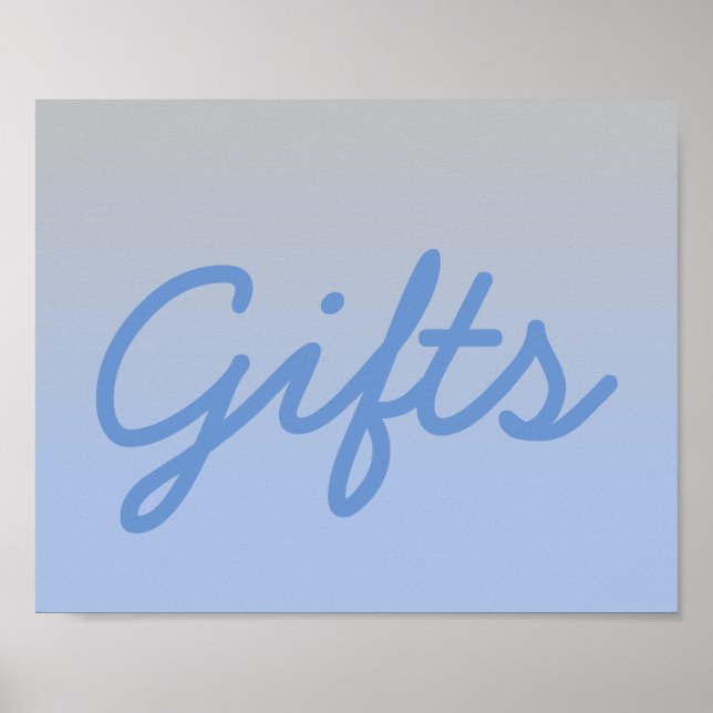 Poster de table cadeau baby shower Ombre Blue Silv (Devant)