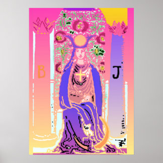 Poster de Tarot rose violet de haute prêtresse