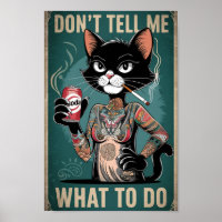 Poster de tatouage de chat noir drôle - Ne me dite