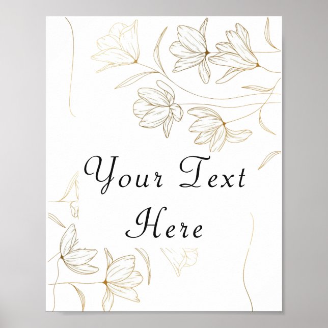 Poster de texte personnalisé Gold Flower (Devant)