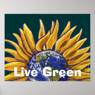 Poster de tournesol en direct Green Earth