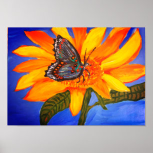 Poster de tournesol et de papillon