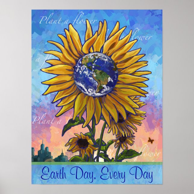 Poster de tournesol jour des terres (Devant)