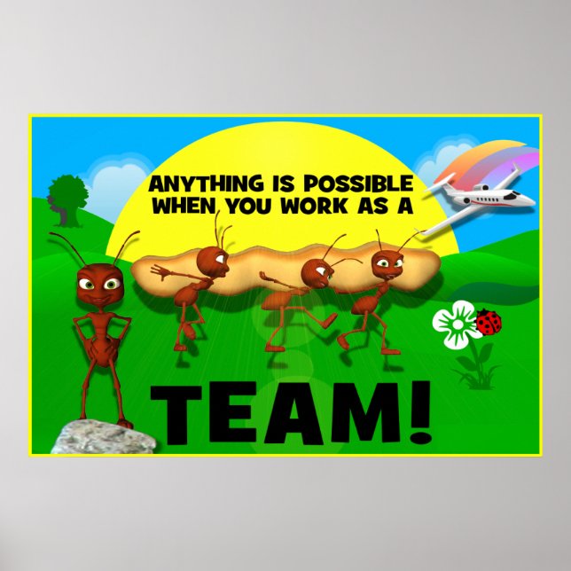 Poster de travail d'équipe de fourmis motivationne (Devant)