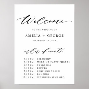 Poster de typographie de script élégant noir
